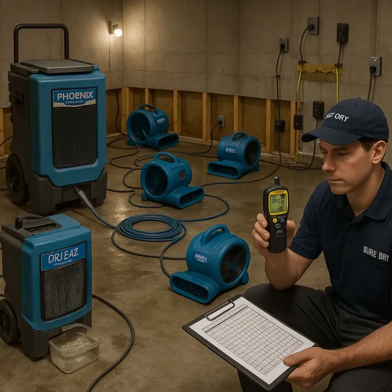 Structural Drying and Dehumidification process in Camp Meeker, CA